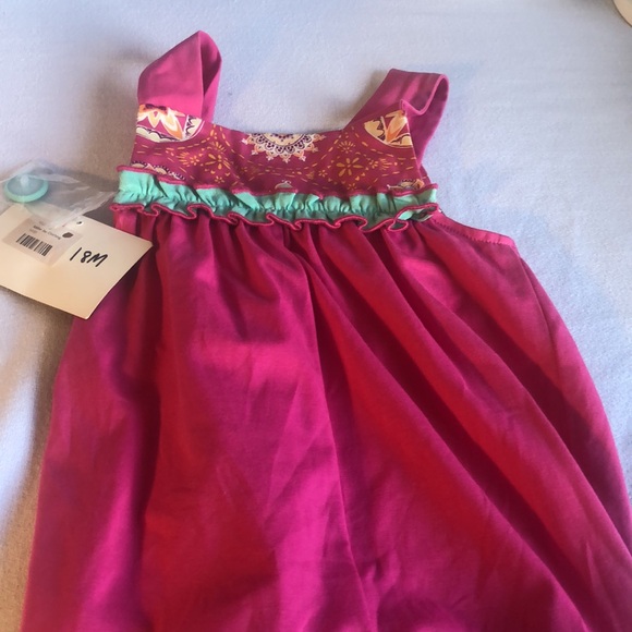 Girls NWT ruffled boho colorful pink summer one piece romper jumper - Picture 10 of 13